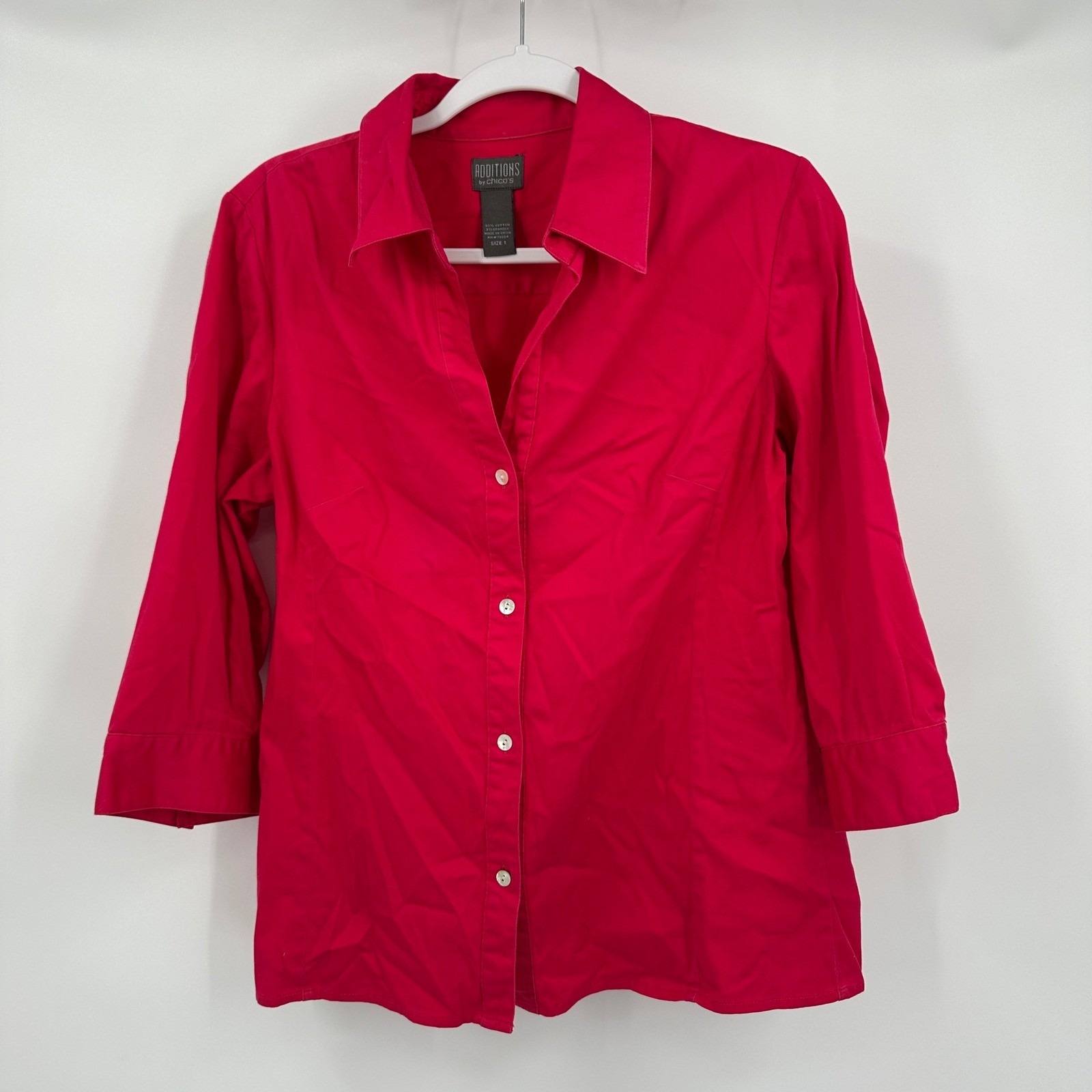 Chicos Additions Womens Minimalist Top Size 1 Us M Red Office Business Bold